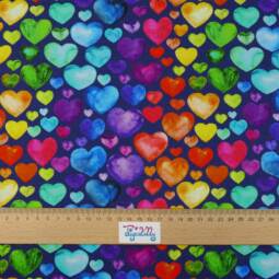 Biojersey (100% Baumwolle) - Tigerlilly EP - Regenbogenherzen navy – Bild 2