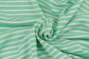 Bio Wolljersey (Interlock, sehr kuschelig) - ungleiche Streifen mint