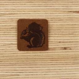 Ein Label zum Aufnähen – Eichhörnchen - dunkelbraun