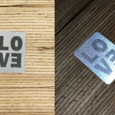 Ein Label zum Aufnähen - "LOVE" reflektierend (3M™ Scotchlite™)