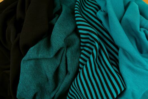 Bio Wolljersey (Interlock) - Ringel teal / black beauty