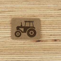 Ein Label zum Aufnähen – Traktor taupe