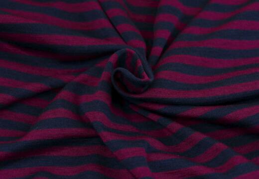 Wolle/Seide Biojersey - Ringel berry/navy