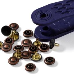 Prym 9mm Nieten (inkl. Werkzeug) - altkupfer/brüniert (403 102) – Bild 2