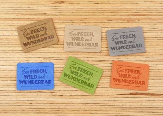 Ein Label zum Aufnähen – "Sei frech, wild und wunderbar" - orange