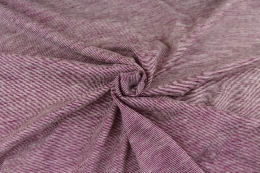 Leichter Wolle/Hanf Biojersey - Miniminiminiringel dark berry/weiß (schmale Breite)