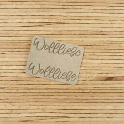 Ein Label zum Einnähen (Seitennaht) - "Wollliebe Wollliebe" -  düne