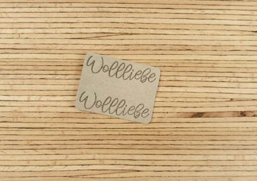 Ein Label zum Einnähen (Seitennaht) - "Wollliebe Wollliebe" -  düne