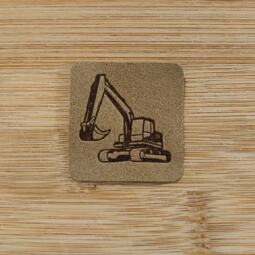 Ein Label zum Aufnähen – Bagger taupe – Bild 1