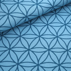 Bio Kuscheljacquard - Stoffonkel - Blume des Lebens - beach house blue