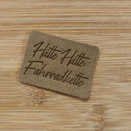 Ein Label zum Aufnähen – "Hätte Hätte Fahrradkette" taupe
