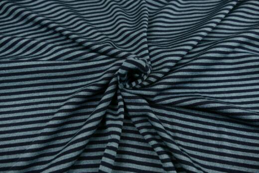 Wolle/Seide Biojersey - Miniringel steinblau/navy