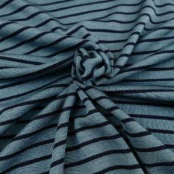 Wolle/Seide Biojersey - ungleiche Streifen steinblau/navy (Made in Germany)