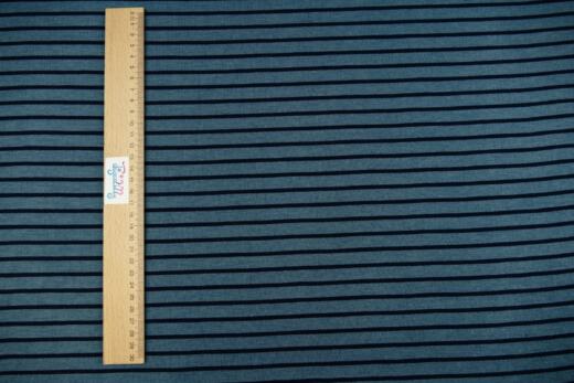 Wolle/Seide Biojersey - ungleiche Streifen steinblau/navy