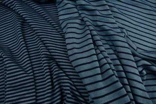 Wolle/Seide Biojersey - Miniringel steinblau/navy
