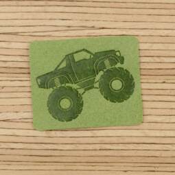 Ein Label zum Aufnähen –  Monster Truck - grün