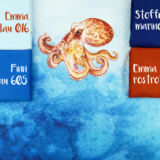 Kombistoffe Oktopus und Hai Emma babyblau, Finn blau, So marineblau Emma rostrot3fertig