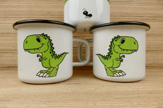 Ein Emaillebecher 250ml - Tigerlilly EP - Dinosaurier & Ameise