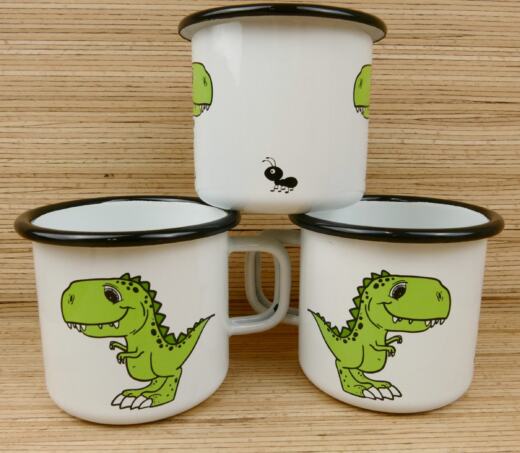 Ein Emaillebecher 250ml - Tigerlilly EP - Dinosaurier & Ameise