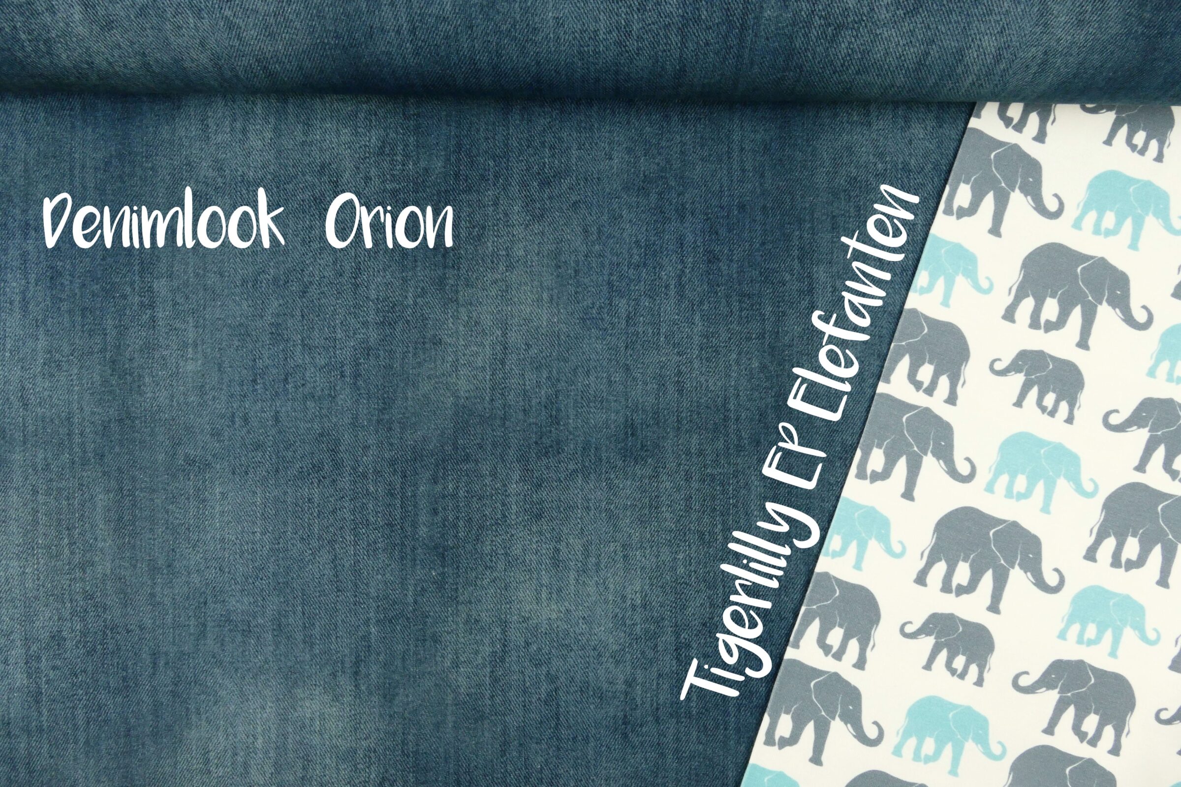 Denimlook Orion Tigerlilly EP Elefanten beschriftet und bearbeitet