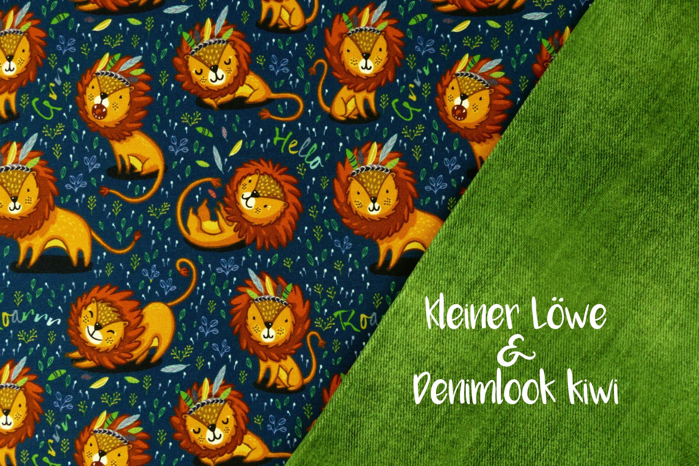 Kleiner löwe denimlook kiwi