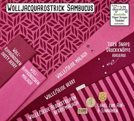 Bio Wolljacquardstrick - Sambucus berry/malaga