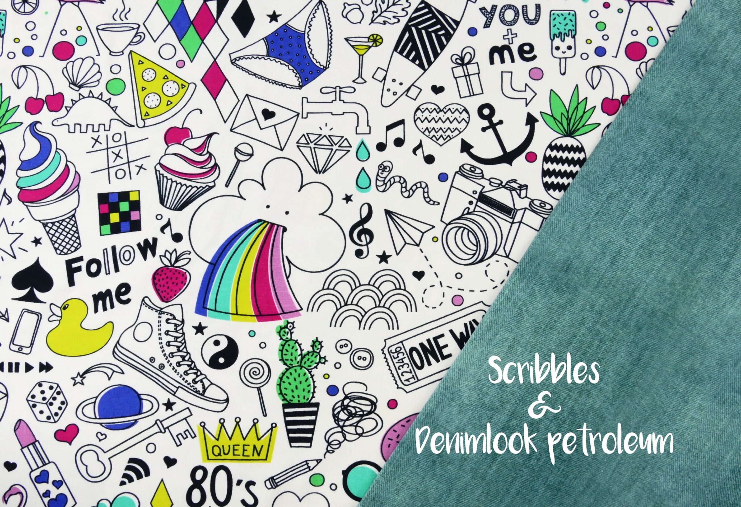 scribbles denimlook petroleum