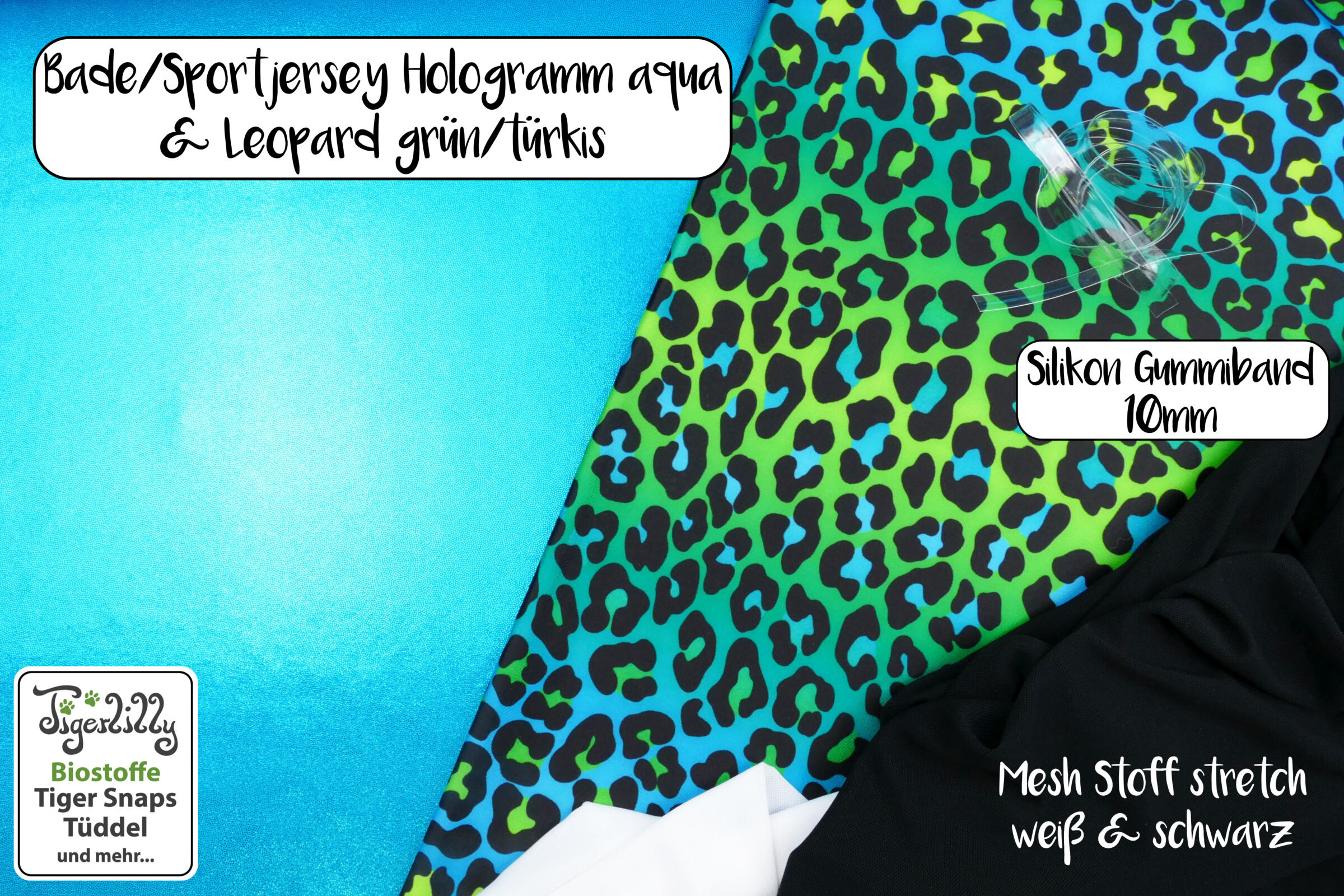 Bade sportjersey Hologramm und leopard grün türkis