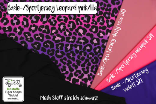 Bade-/Sportjersey (aus recyceltem Polyester) - Leopard pink/lila