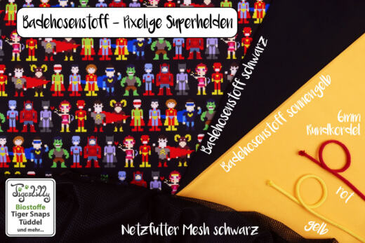 Badehosenstoff (nicht elastisch) - Pixelige Superhelden