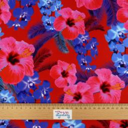 Badehosenstoff (nicht elastisch) - Hawaiiblumen rot – Bild 2