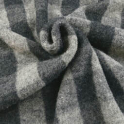 Bio Merinofleece (Jacquard) - kariert anthrazit / grau meliert
