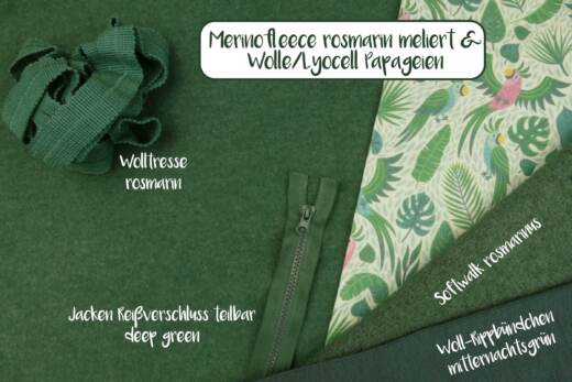 Wolle/Lyocell Biojersey - Papageien
