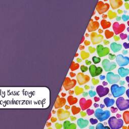 Biojersey (100% Baumwolle) - Tigerlilly EP - Regenbogenherzen weiß – Bild 5