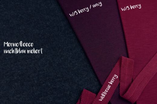 Wolle/Seide Biojersey - Miniminiminiringel berry/navy