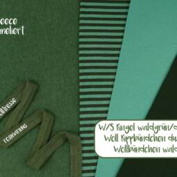 Wolle/Seide Biojersey - Ringel waldgrün/dusty mint – Bild 4