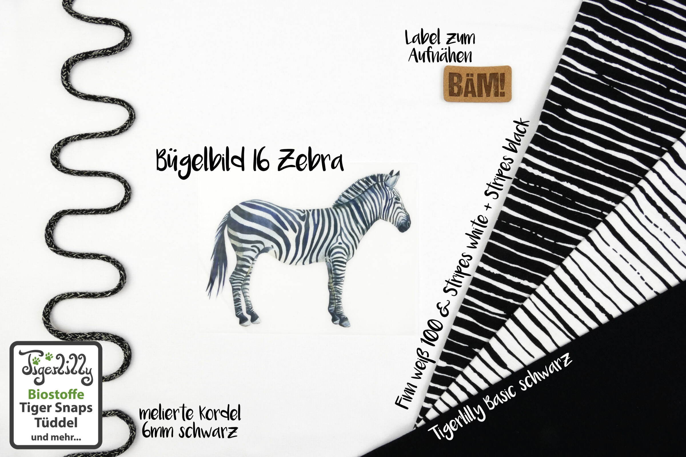Bügelbild Zebra kombi