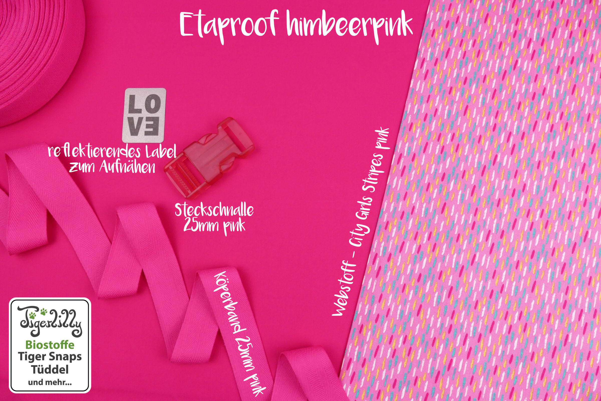 etaproof himbeerpink Webstoff Baumwoll City Girls Stripes pink
