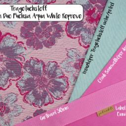 Jacquard Webstoff (Tragetuchstoff) - Yaro Fiori Duo Fuchsia Aqua - White Repreve – Bild 3
