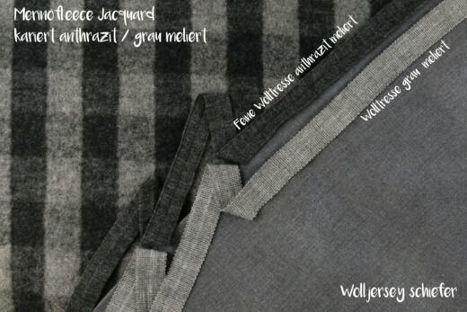 Bio Merinofleece - Kariert anthrazit/grau meliert