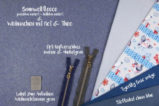 Bio Baumwollfleece - jeansblau meliert 007