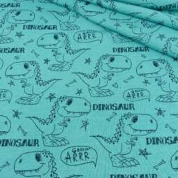 Wolle/Seide Biojersey - Dinosaurier türkis