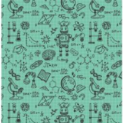 PUL Stoff bedruckt - Wissenschaft dark mint – Bild 2