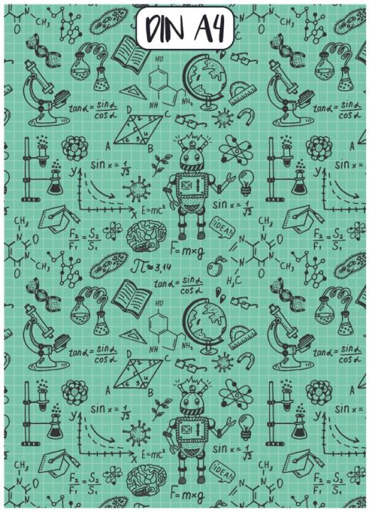 PUL Stoff bedruckt - Wissenschaft dark mint