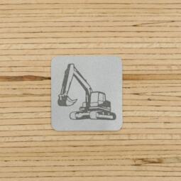 Ein Label zum Aufnähen - Bagger reflektierend (3M™ Scotchlite™)