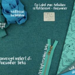 Wolle/Seide Biojersey - Dinosaurier türkis – Bild 4