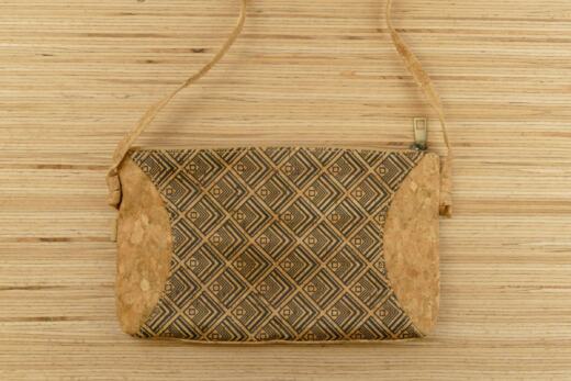 Kurze Kork Umhängetasche / Schultertasche - Geometric schwarz