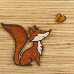 Handbemalte Korkapplikation - Fuchs mit Schmetterling
