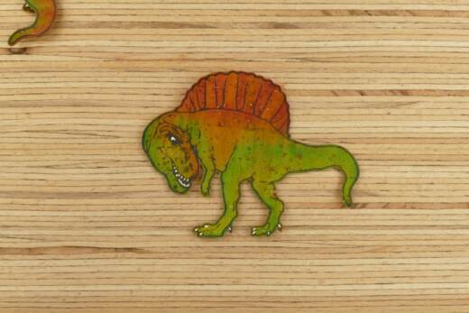 Handbemalte Korkapplikation - Spinosaurus