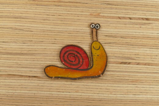 Handbemalte Korkapplikation - Die kleine Schnecke Samantha rosarot